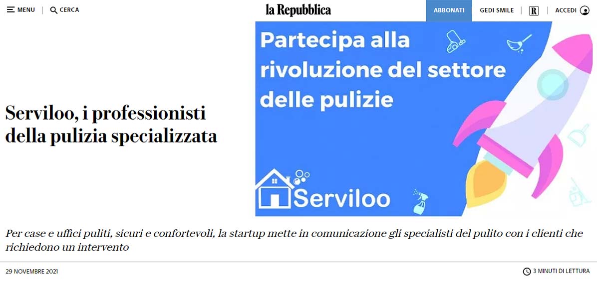 Crowdinvest Italia Articolo Campagna Equity Crowdfunding Serviloo tratto da La Repubblica